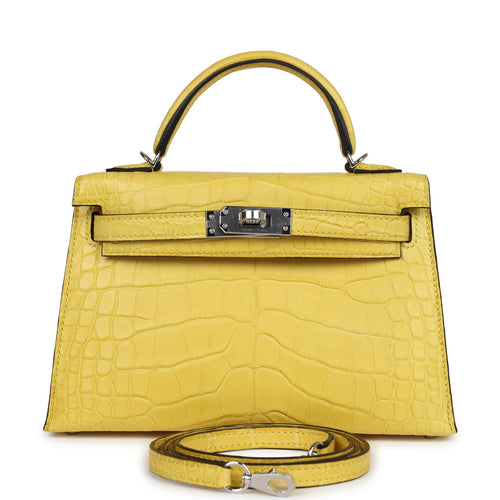 Hermes Kelly Sellier 20 Mimosa Matte Alligator Palladium Hardware