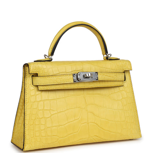 Hermes Kelly Sellier 20 Mimosa Matte Alligator Palladium Hardware