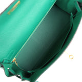 Custom Tropical Swarovski Crystal Hermes Kelly Retourne 28 Vert Vertigo Clemence Gold Hardware