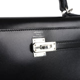 Hermes Kelly Sellier 25 Black Box Palladium Hardware