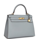 Hermes Special Order (HSS) Kelly Sellier 28 Bleu Glacier Verso Epsom Gold Hardware