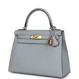 Hermes Special Order (HSS) Kelly Sellier 28 Bleu Glacier Verso Epsom Gold Hardware