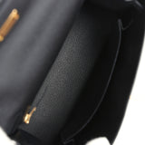 Hermes Kelly Sellier 25 Black Epsom Gold Hardware