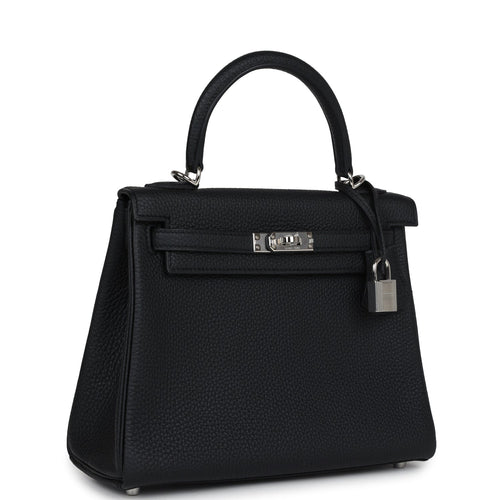 Hermes Kelly Retourne 25 Black Togo Palladium Hardware