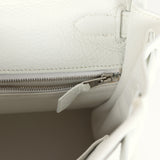 Vintage Hermes Kelly Retourne 28 White Clemence Palladium Hardware