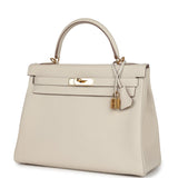 Pre-owned Hermes Kelly Retourne 32 Craie Togo Gold Hardware