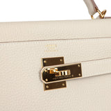 Pre-owned Hermes Kelly Retourne 32 Craie Togo Gold Hardware