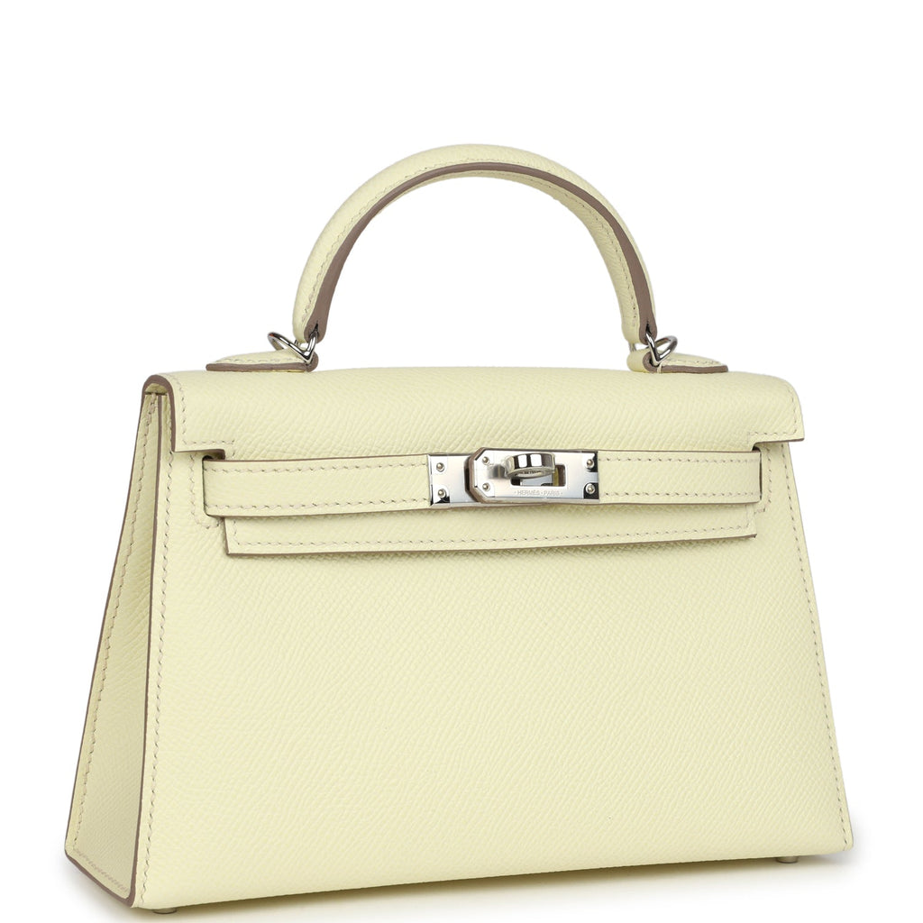 Hermes Kelly Sellier 20 Jaune Milton Epsom Palladium Hardware – Madison ...