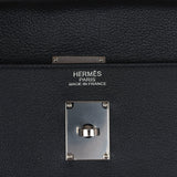 Pre-owned Hermes Kelly Voyage 50 Black Evercolor Palladium Hardware