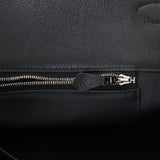 Pre-owned Hermes Kelly Voyage 50 Black Evercolor Palladium Hardware