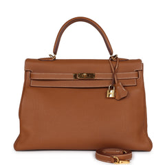 Pre-owned Hermes Kelly Retourne 35 Gold Togo Gold Hardware