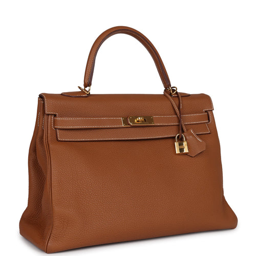 Pre-owned Hermes Kelly Retourne 35 Gold Togo Gold Hardware
