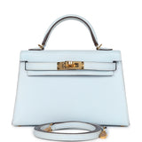 Hermes Kelly Sellier 20 Bleu Brume Epsom Gold Hardware