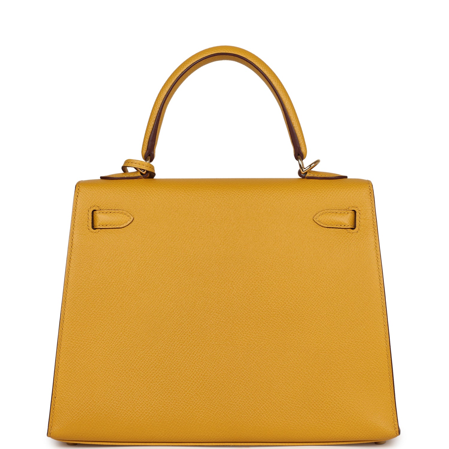 Preowned Hermes Kelly Sellier 25 Jaune Ambre Epsom Gold Hardware