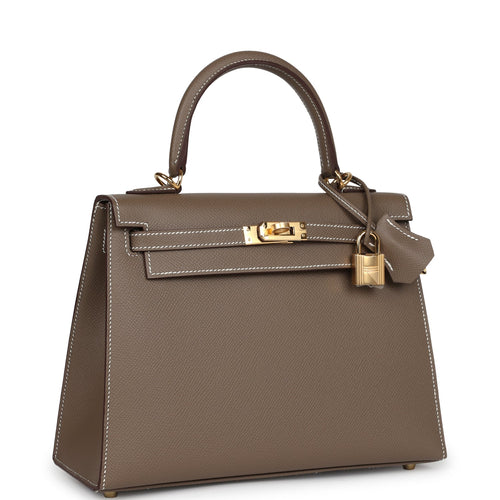 Hermes Kelly Sellier 25 Etoupe Epsom Gold Hardware
