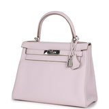 Pre-owned Hermes Kelly Retourne 28 Mauve Pale Clemence Palladium Hardware