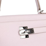 Pre-owned Hermes Kelly Retourne 28 Mauve Pale Clemence Palladium Hardware