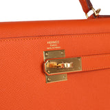 Pre-owned Hermes Kelly Sellier 32 Feu Epsom Gold Hardware