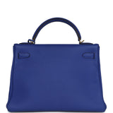 Pre-owned Hermes Kelly Retourne 32 Bleu Electric Togo Gold Hardware