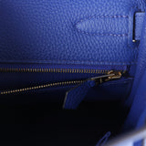 Pre-owned Hermes Kelly Retourne 32 Bleu Electric Togo Gold Hardware