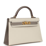 Hermes Special Order (HSS) Kelly Sellier 20 Craie and Gris Asphalte Epsom Gold Hardware