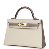 Hermes Special Order (HSS) Kelly Sellier 20 Craie and Gris Asphalte Epsom Gold Hardware