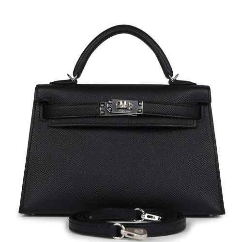 Hermes Kelly Sellier 20 Black Epsom Palladium Hardware