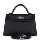 Hermes Kelly Sellier 20 Black Epsom Palladium Hardware