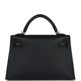 Hermes Kelly Sellier 20 Black Epsom Palladium Hardware