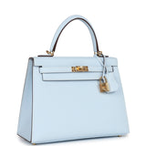 Hermes Kelly Sellier 25 Bleu Brume Epsom Gold Hardware