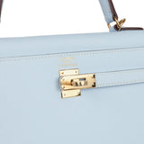 Hermes Kelly Sellier 25 Bleu Brume Epsom Gold Hardware