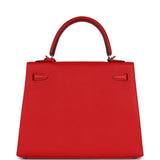 Hermes Kelly Sellier 25 Rouge de Coeur Epsom Gold Hardware