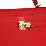 Hermes Kelly Sellier 25 Rouge de Coeur Epsom Gold Hardware