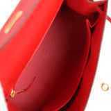 Hermes Kelly Sellier 25 Rouge de Coeur Epsom Gold Hardware