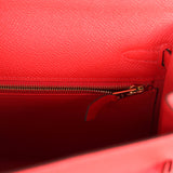 Hermes Kelly Sellier 25 Rouge de Coeur Epsom Gold Hardware