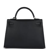 Hermes Kelly Sellier 32 Black Epsom Palladium Hardware