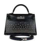 Hermes Kelly Sellier 20 Clouté Black Box Palladium Hardware