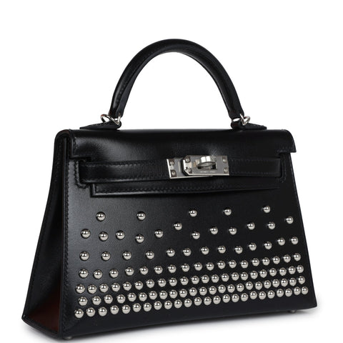 Hermes Kelly Sellier 20 Clouté Black Box Palladium Hardware