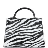 Custom Zebra Swarovski Crystal Hermes Kelly Sellier 32 Black Epsom Palladium Hardware