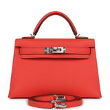 Hermes Kelly Sellier 20 Orange Field Epsom Palladium Hardware