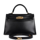 Hermes Kelly Sellier 20 Black Box Gold Hardware