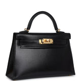 Hermes Kelly Sellier 20 Black Box Gold Hardware