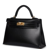 Hermes Kelly Sellier 20 Black Box Gold Hardware