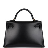 Hermes Kelly Sellier 20 Black Box Gold Hardware