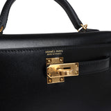 Hermes Kelly Sellier 20 Black Box Gold Hardware