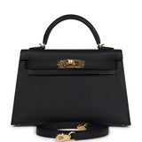 Hermes Kelly Sellier 20 Black Epsom Gold Hardware