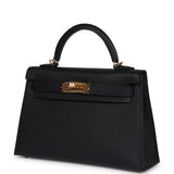 Hermes Kelly Sellier 20 Black Epsom Gold Hardware