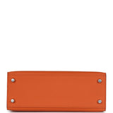 Pre-owned Hermes Kelly Sellier 25 Orange Epsom Palladium Hardware