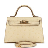 Hermes Kelly Sellier 20 Vanille Ostrich Gold Hardware