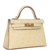 Hermes Kelly Sellier 20 Vanille Ostrich Gold Hardware